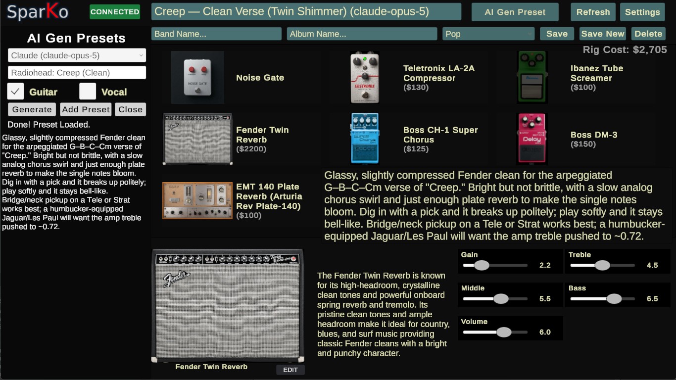 AI Gen Presets panel